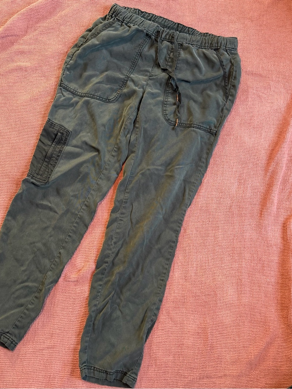 Army green drawstring cargo style pants by Hei Hei